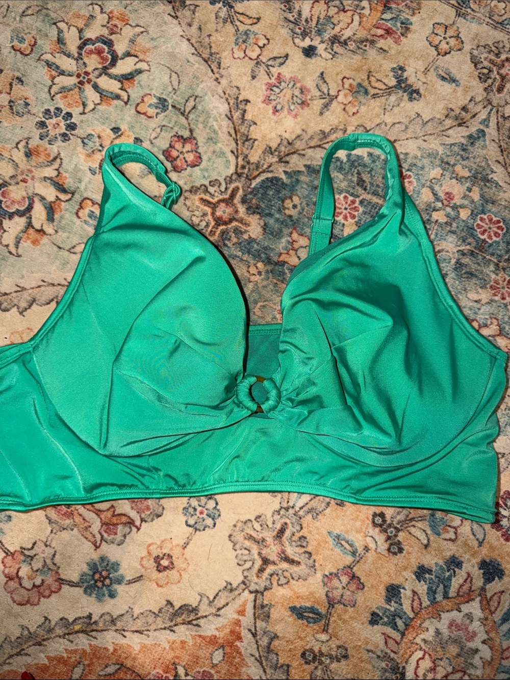 Women’s Green Ring-Front Swim Top
